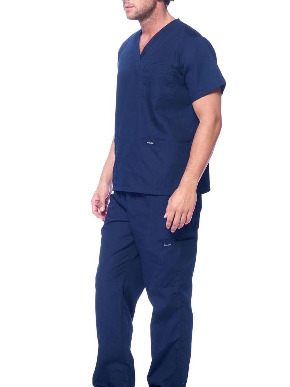Classic Men's Navy Medical Scrub Set - Professional Short Sleeve Top & Pants